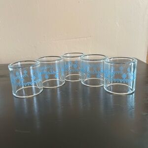 Rare Five Pyrex snowflake garland napkin rings EUC